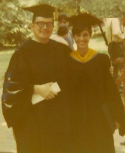 Dr. Mahoney with Judy Farrell Bechtold at her Mary Washington Commencement ceremony in 1969. Photo courtesy of Judy Farrell Bechtold.