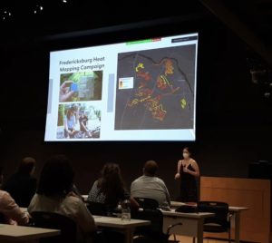 Rising senior Ava Spencer, an Earth and environmental science major, presents her research on how extreme heat impacts Fredericksburg’s most marginalized communities, which she conducted with Assistant Professor Pamela Grothe. Photo credit: UMW's Summer Science Institute.