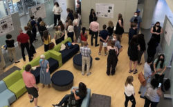 Students presented their posters to professors and peers in the Hurley Convergence Center. Photo credit: UMW's Summer Science Institute/Ava Spencer.