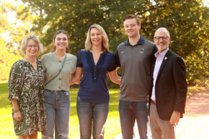 From left to right: Kelly Paino, Caroline Greer, Jennifer Carter Greer '92, Ryan Greer '17, and President Troy Paino. Photo by Karen Pearlman Photography.