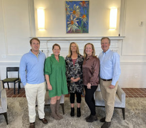 Helen's grandson, Ben; daughters Mary Margaret, Lee, and Ann; and son Ben pose for a photo in Seacobeck's Dome Room after dedicating the Mason Team Room in honor of their parents.