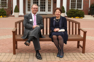 "This gift was made possible through relationships built over decades by numerous members of the Mary Washington community,” said UMW Vice President for Advancement Katie Turcotte. Here, Irene poses for a picture with late Associate Vice President for Advancement Ken Steen at the University of Mary Washington's Jepson Alumni Executive Center. Photo by Karen Pearlman Photography.