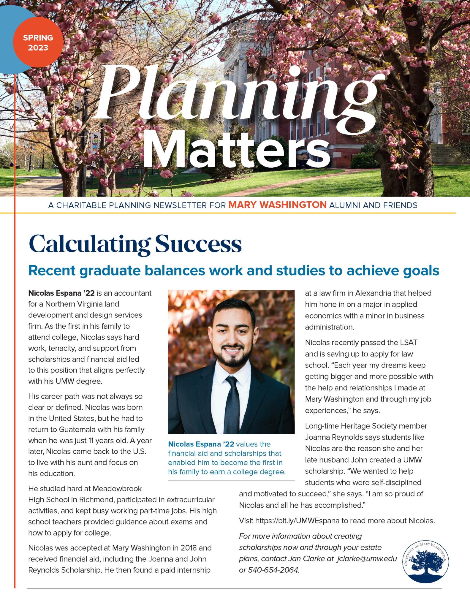 Planning Matters Spring 2023 Giving To Mary Washington
