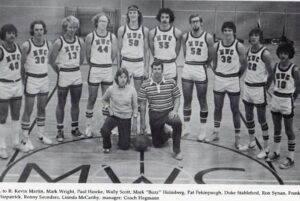 Duke Stableford, fourth from the right, with the Mary Washington basketball team in 1978.