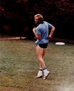 Duke Stableford playing frisbee at Mary Washington in 1980.