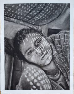 Jenell Poling's 'Illumination,' a reductive charcoal piece from 2021. Courtesy of Jenell Poling.