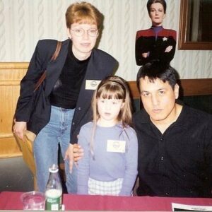 Maggie with her mother, Karen Lovitt, and actor Robert Beltran, who played Chakotay on 'Star Trek: Voyager.' Photo courtesy of Maggie Lovitt.