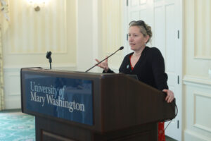 Eagles in Recovery Program Coordinator and Certified Peer Recovery Specialist Jiamie Pyles pitched a proposal to sustain the program, which helps UMW students struggling with substance use or addiction. Photo by Karen Pearlman.