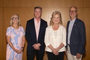 From left: AABOD Past President Jennifer Blair '82, Alumni Awards Vice President Sean Lynch '95, former BOV Rector Dori Eglevsky, and President Troy Paino. Photo by Karen Pearlman.