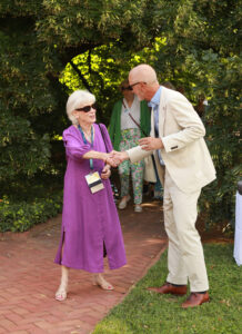 Gloria Shelton Gibson '69 is welcomed by President Troy Paino at the reception at Brompton during Reunion Weekend in 2024. Photo by Karen Pearlman.