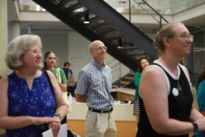 Professor Emeritus of Chemistry Ray Scott, who launched SSI and secured funding from DuPont 25 years ago, listens during the ceremony. Photo by Karen Pearlman.