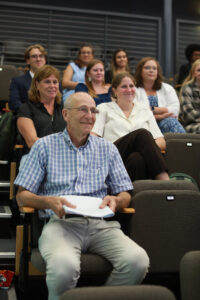 Professor Emeritus of Chemistry Ray Scott, who launched SSI and secured funding from DuPont 25 years ago, listens during the symposium. Photo by Karen Pearlman.