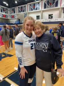 Ruth Ann regularly attended granddaughter Abby's UMW women's volleyball games, including the team's win in the Coast-to-Coast Athletic Conference Championship. Photo courtesy of Abby Tank and Ruth Ann Foiles Brunet.