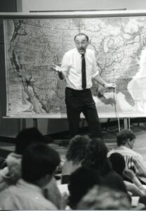 The late Distinguished Professor Emeritus of Geography Marshall Bowen was beloved by Mary Washington students, including Anders' own father, John Barretta '90, who told his son that students would sit on the floor of Monroe Hall just to hear the professor lecture. Photo courtesy of Dawn Bowen.