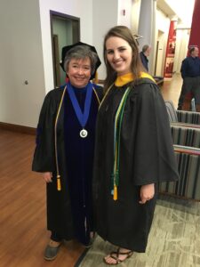 Kristen with former College of Business Dean Lynne Richardson, who gave her guidance and advice on being a woman in business. She also invited Kristen to join a satellite team of the Rappahannock Rotary Club after graduation. Photo courtesy of Kristen Ramey.