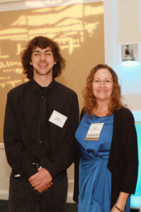 Sean McGavin '25, one of the student speakers, with his donor, Sally Brannan Hurt '92. Sally established the Sally Brannan Hurt '92 Study Abroad Scholarship, which has funded faculty-led trips to the Galápagos Islands for dozens of students, including Sean. Photo by Karen Pearlman.