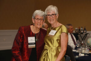 Jane Jackson Woerner '69 (left) and Karen Kilgore Ralston '69 reconnect at the Celebration of Giving. Photo by Karen Pearlman.