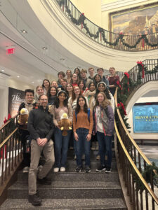 Sam Ulmschneider '06 (seen here with his students at the Museum of the American Revolution in Philadelphia), who majored in history and philosophy at UMW, has led his students at Maggie L. Walker Governor's School in Richmond to several national championships in the We the People civics competition. Last year's event was chronicled in a PBS documentary series. Photo courtesy of Sam Ulmschneider.