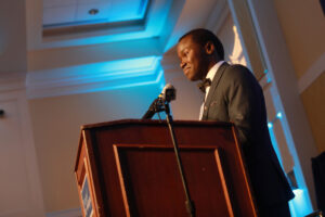 Aloysious Kabonge, who hails from Uganda, received the UMW Alumni and Friends Scholarship and several other awards to attend Mary Washington, where he's become an integral member of the campus community. Photo by Karen Pearlman. 