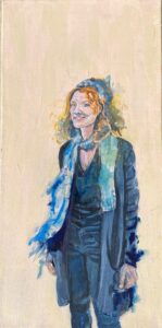 Kathleen's painting of Visiting Assistant Professor of Multiple Imaging Aimee George. Photo courtesy of Kathleen Trenchard.