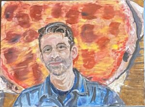 Kathleen's oil painting of Assistant Professor of Digital and Kinetic Imaging Jason Robinson. Photo courtesy of Kathleen Trenchard.