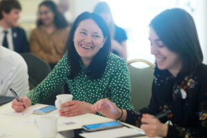 Alumni Board President-Elect Charmayne Staloff '05 (left) and Alumni Board member Katherine Redmiles '15 during the Fund for Mary Washington Impact Grant presentations. Photo by Karen Pearlman.