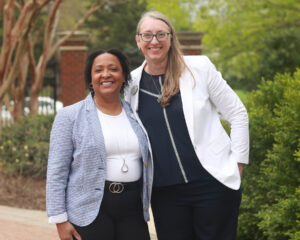 Dean of Students Melissa Jones (left) and Associate Professor of Biological Sciences April Wynn, who is faculty director of UMW's First-Year Experience, earned a Fund for Mary Washington Impact Grant for 'LaunchPad,' a program that will help introduce executive function and socialization skills that are critical for students to be successful in college. Photo by Karen Pearlman.
