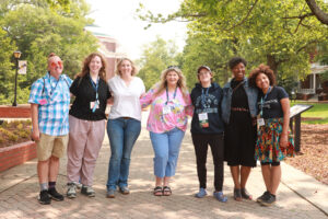 A group of Mary Washington alumni pose for a photo on Campus Walk during the recent Reunion Weekend. Photo by Karen Pearlman.