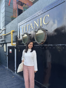 Mallory outside of the Titanic Experience museum. "It was an interactive experience where they treat you like a passenger and give you a card with someone who had boarded the ship," she said. "My passenger survived! It was such a neat thing to do in Cobh!"