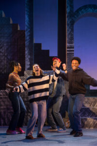 Four college students performing in UMW Theatre's production of 'Godspell.'