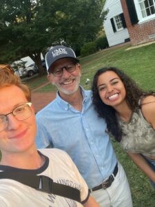 Two students with UMW President Troy Paino at Brompton.