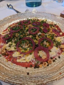 A fish carpaccio appetizer in Iceland.