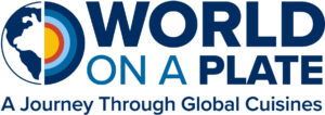 'World on a Plate: A Journey Through Global Cuisines' logo.